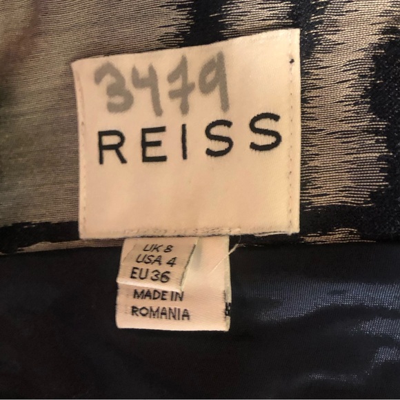 Gorgeous Reiss Peron Dress - silver with navy, size 4 - Picture 5 of 8